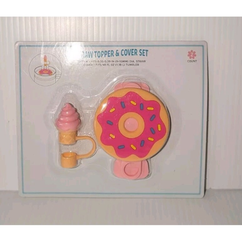 Target Bullseye Playground tumbler Straw Topper & Cover Set Donut